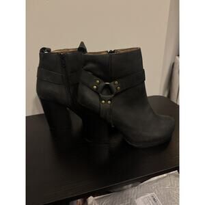 Jeffrey Campbell X Nasty Gal Rum Harness Black Leather Zip Ankle Boots Size 7 M